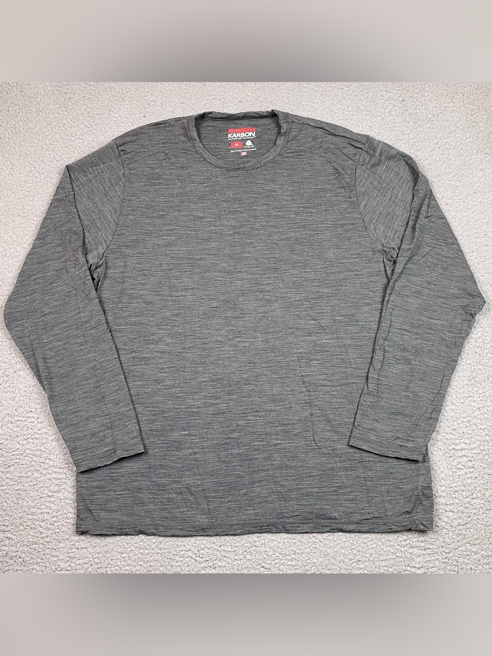 Karbon Merino Wool Shirt Men's Size XL Gray Long Sleeve Base Layer 100% Wool